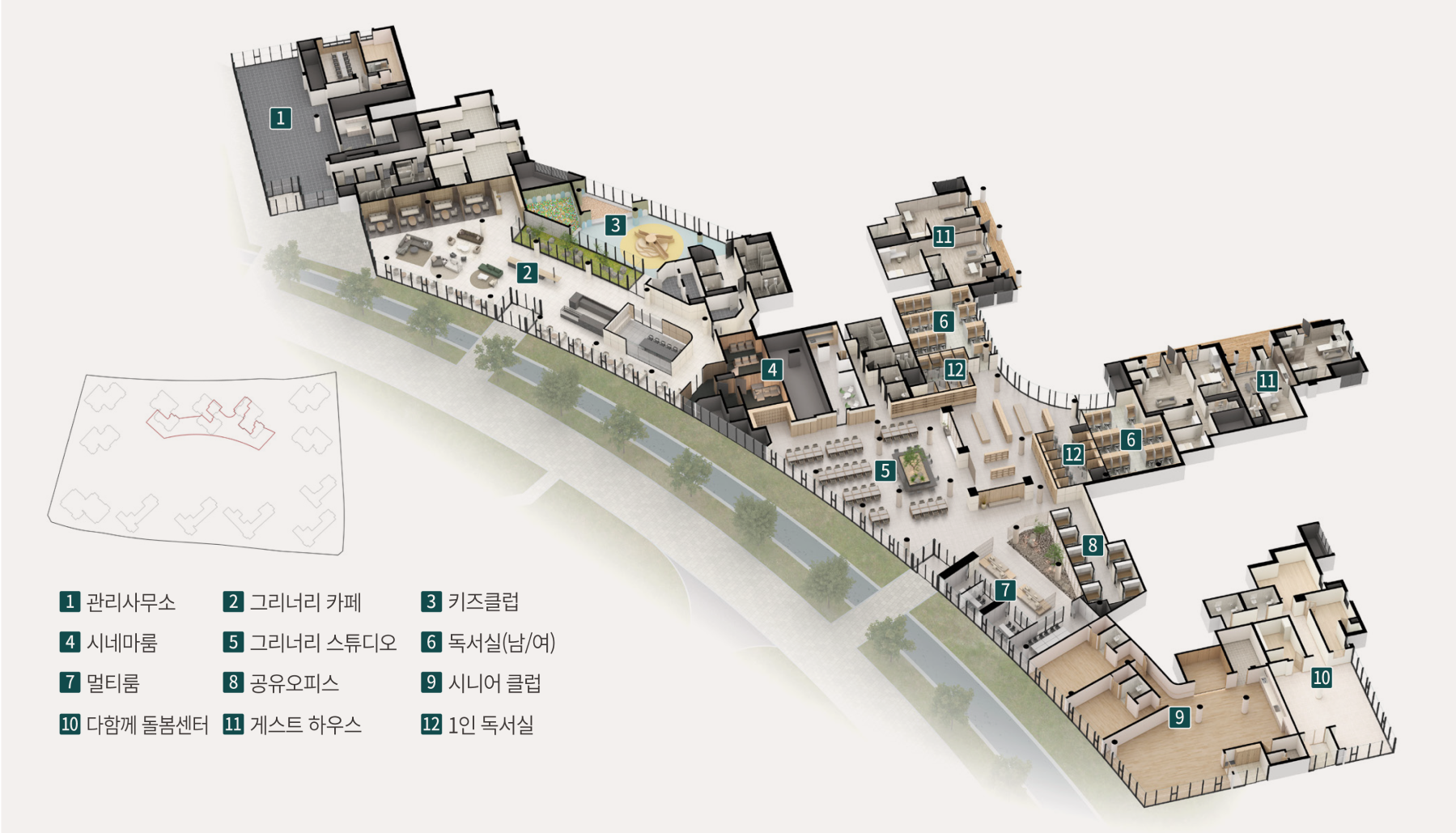 1F Culture & Edu Zone 아이소메트릭